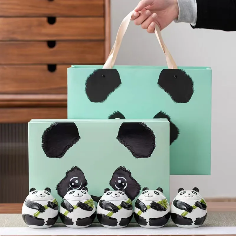 

LMM Creative Mini Panda Tea Jar Gift Box Sealed Ceramic Jar Empty Packaging Box