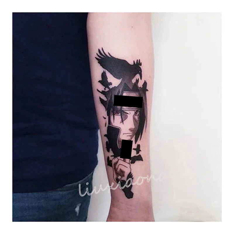 

Anime Temporary Tattoos Cartoon Black Waterproof Fake Tattoo Sticker Body Art Transfer Tattoo