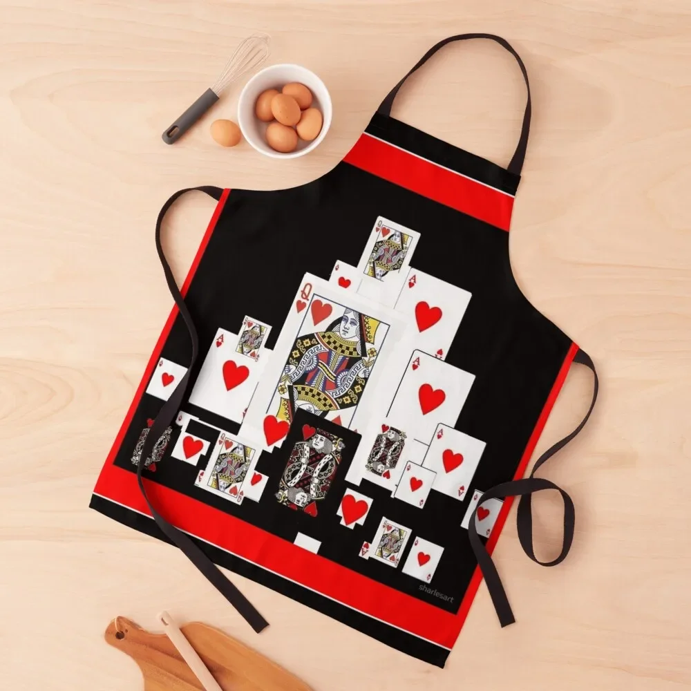 

CASINO GAMBLING CARDS ART RED-BLACK DESIGNS Apron kitchen jacket woman For Nail Stylist cookings for women Barber Apron