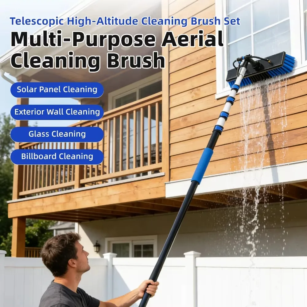 Multifunctional Extendable Water Fed Pole Brush for Solar Panel Window Glass Cleaning