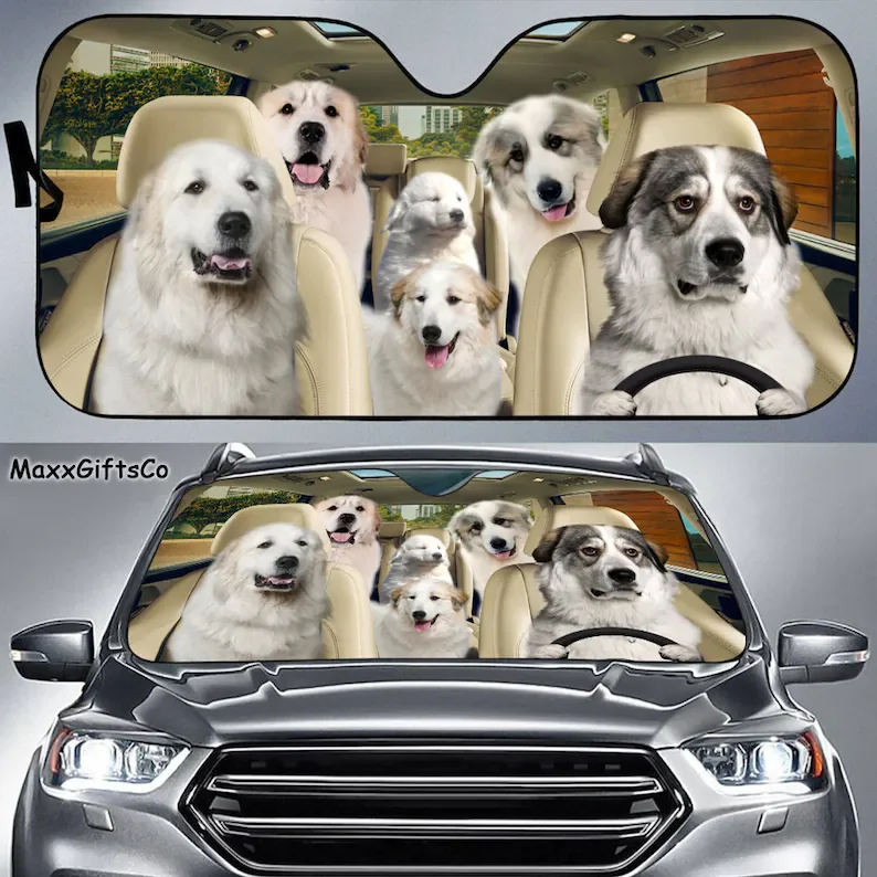 

Great Pyrenees Car Sun Shade, Great Pyrenees Windshield, Dogs Family Sunshade, Dogs Car Accessories, Car Decoration, Gift For Da