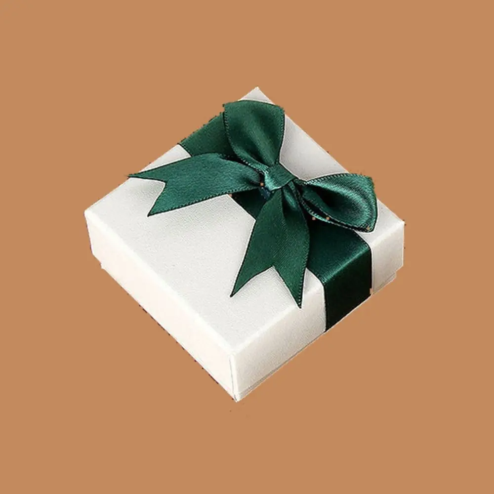 

New 7*7*3.5 cm Gift Box White Bow Knot Rings Necklaces Boxes Multiple-Use Keychain Brooch Storage Package