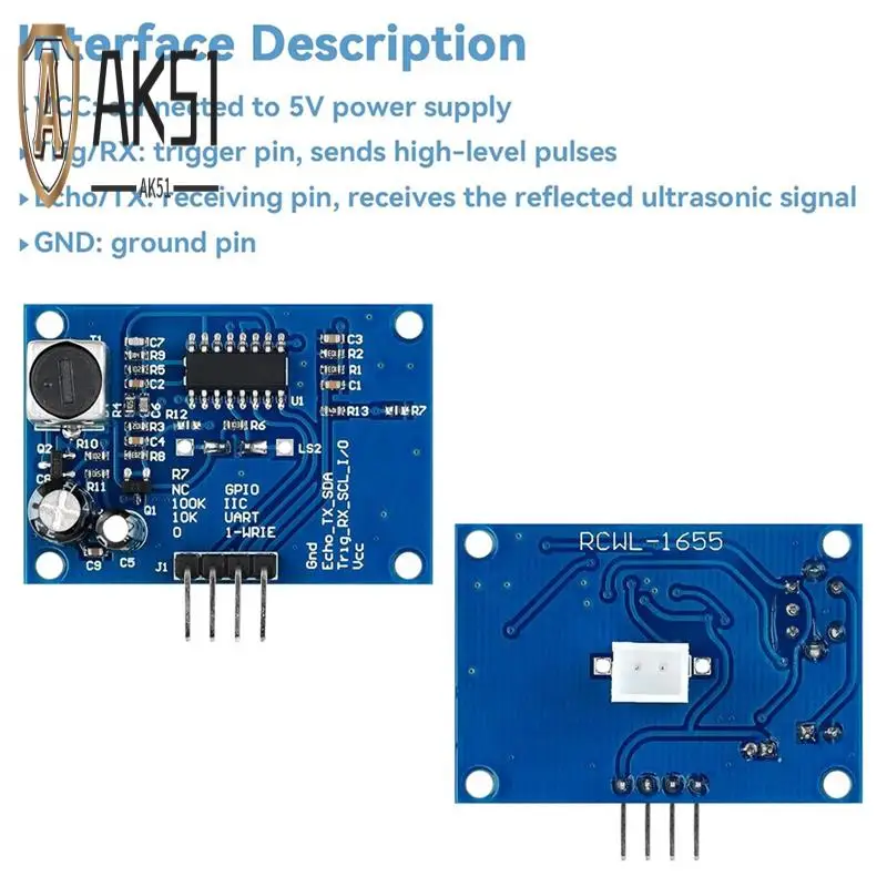 

AK51-2Pcs Ультразвуковой датчик расстояния для измерения расстояния, предотвращения препятствий, промышленного управления HC-SR04T