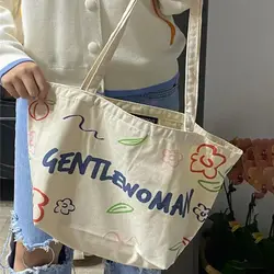 Moda gentlemoman borsa di tela di grande capacità borsa a tracolla portatile Tote Bags studenti borse da gita borsa per la spesa femminile