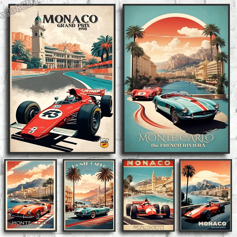 Vintage Motorsport Poster Vintage Racing Posters Collection Wall Art Canvas Painting Retro Bar Home Room Decoration Mural Gifts