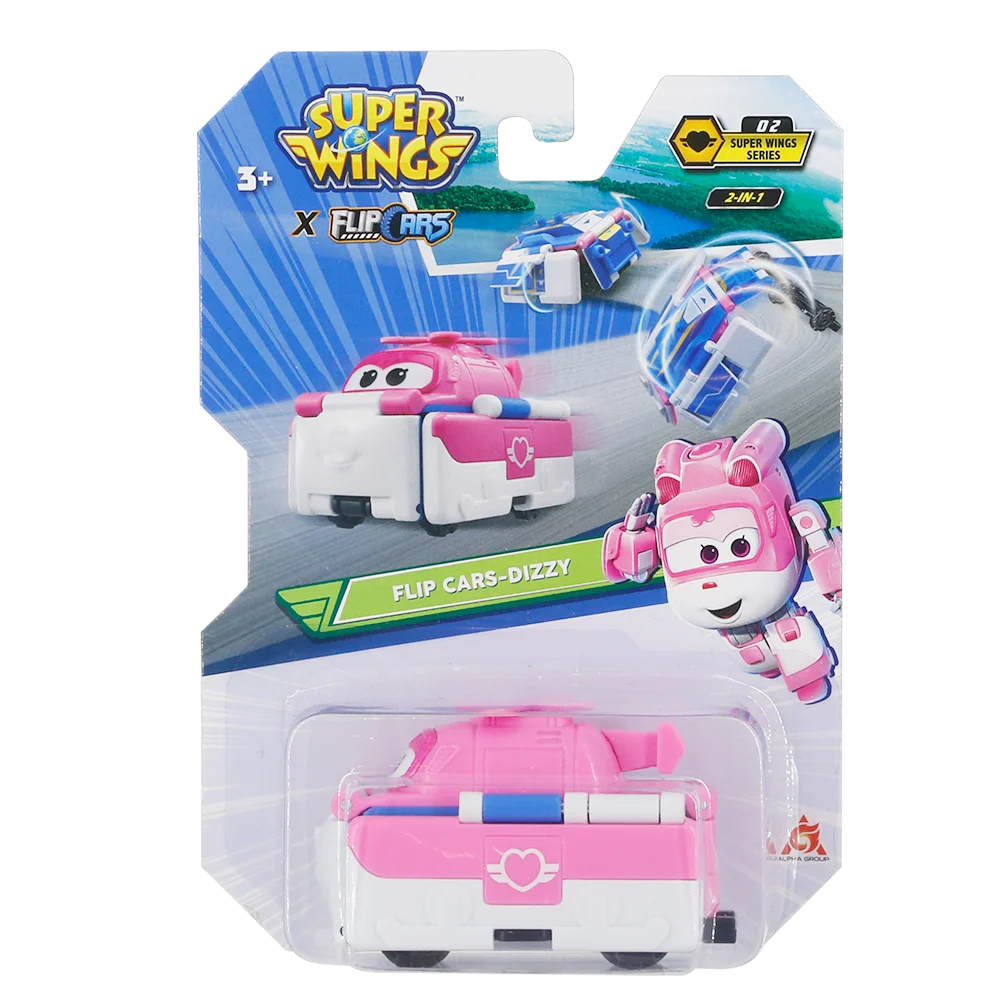 Super Wings x Flip Cars Veicoli da città trasformanti 2 in 1 Mini trasformati Due tipi di auto tascabili Giocattolo per bambini Regali di compleanno