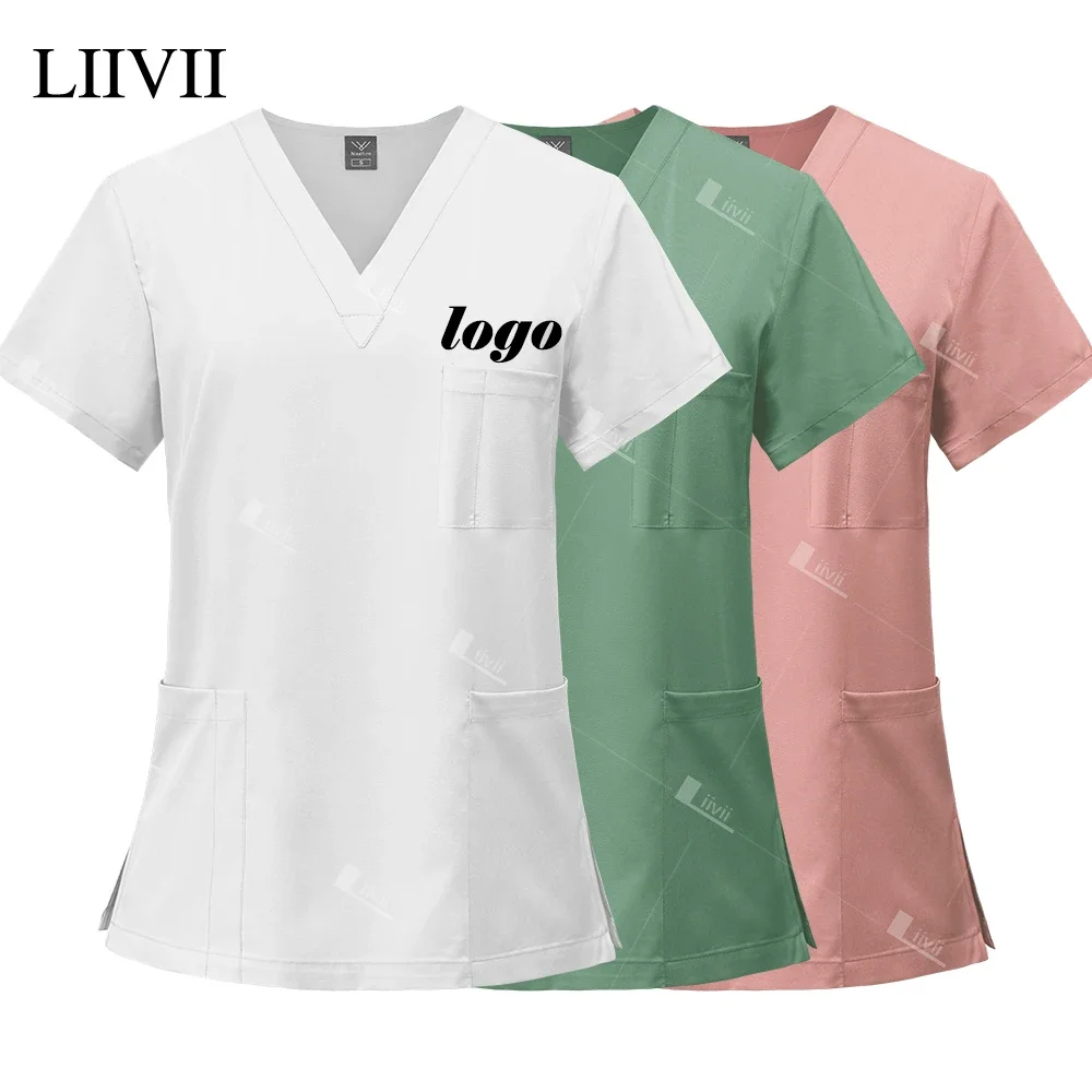 Clinical Tops Unisex Nursing Surgical Uniforms Woman Men Scrubs Shirts Medical Nurse Workwear Beauty Spa Clothes Customized Logo