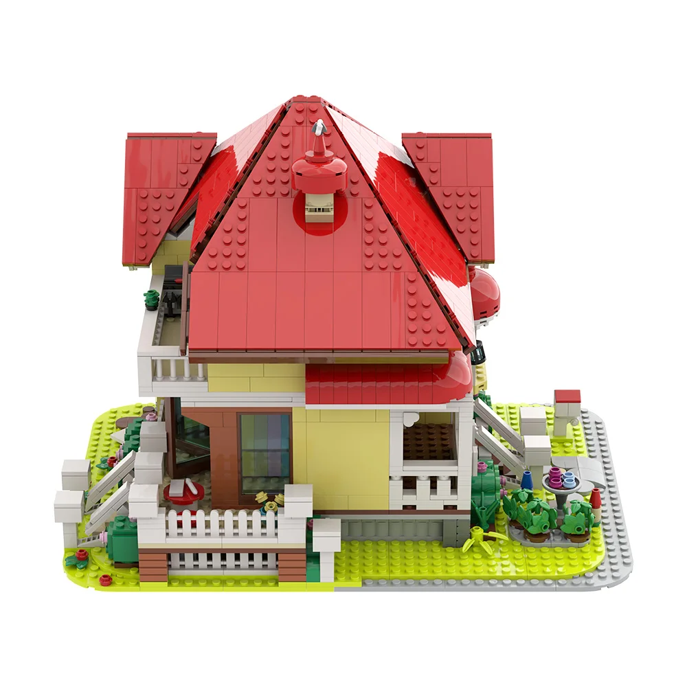 MOC الكرتون منزل اللبنات كيت DIY فكرة شقة أنيمي الأسرة منزل الطوب لعبة الكبار هدية