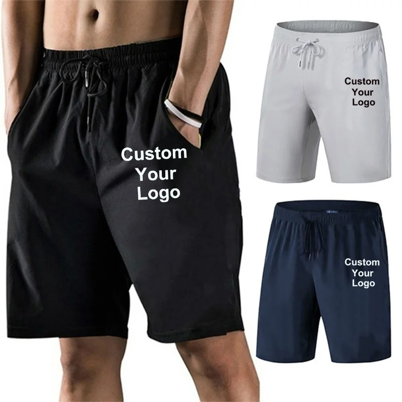 Short de fitness en coton imprimé pour homme, pantalon décontracté à cinq points, logo personnalisé, haute qualité, mode