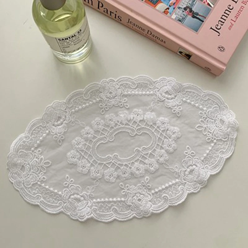 Oval Lace Coaster Kitchen Tableware Mat Cup Mugs Placemat  Coffee Drink Pad  Home Dinner Table Decor