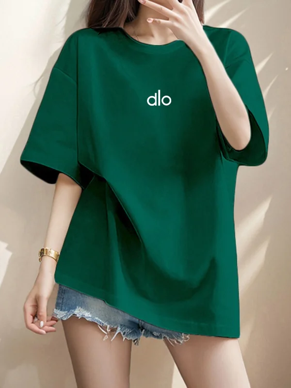 Cseta de Aodão Fena de Corte Solto com Estampa de Letras Manga Curta Estilo Casual de Crimento Médio Novo Estilo ...