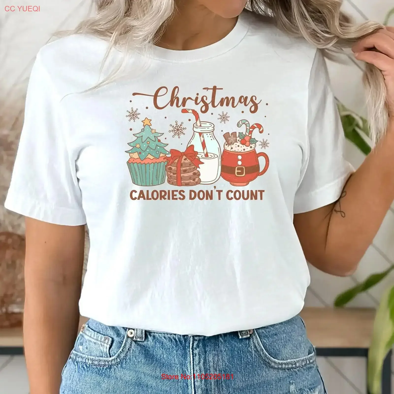 Christmas Calories Don't CounT T Shirt Funny Sarcastic For Festive Xmas Holiday vintage Washed Versatile fashion