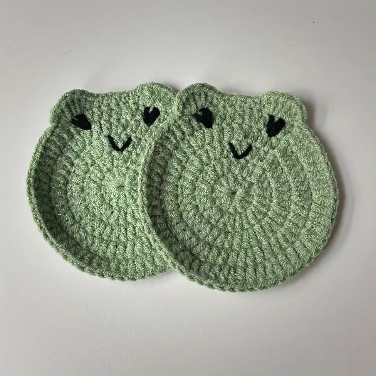 

2-Piece Set, Handmade Crochet Coasters, Tea Mats, Coffee Mats, Wine Mats, Green Little Coasters, Cup Mats, Table Decoration, 4th Of July