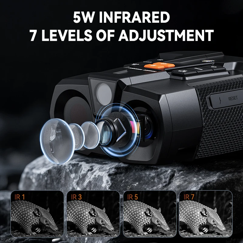 338 Night Vision Goggles 2 Million Pixels for Adults, 5W, 850NM, 7-speed Infrared Adjustment, for Outdoor, Camping and Travel