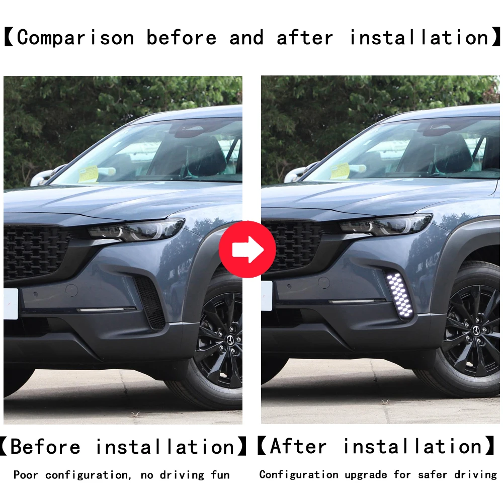 

2pcs For Mazda CX50 CX-50 2023 2024 LED Daytime Running Light Waterproof Yellow Turn Signal Indicator Light Bumper DRL Fog Lamp