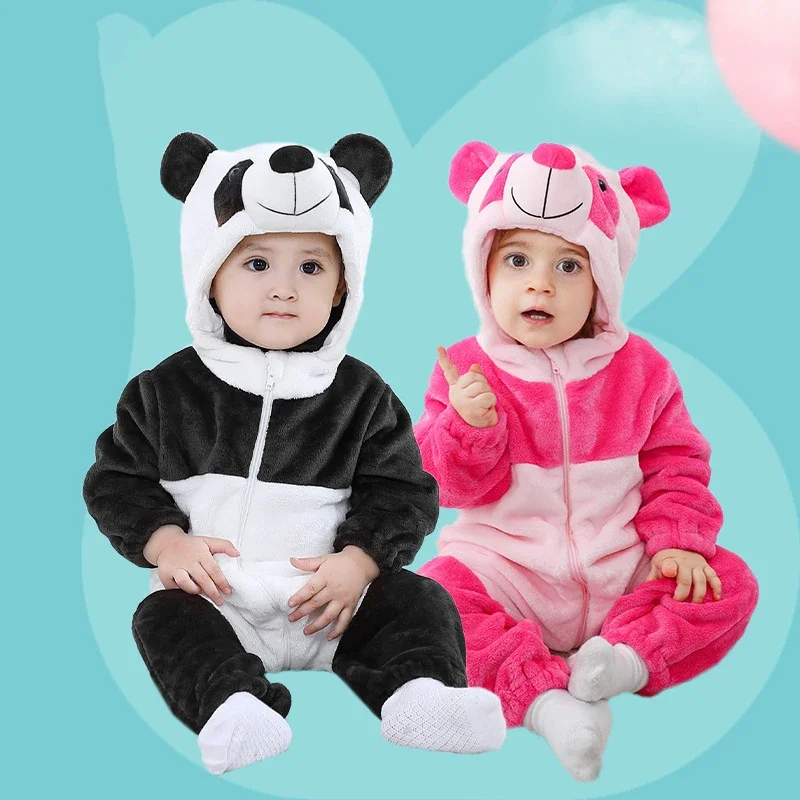 Winter Baby Girls Clothes Cartoon Animal Jumpsuits Onesie Romper Boys Lovely Panda  Bodysuit Halloween Baby Cosplay Costume