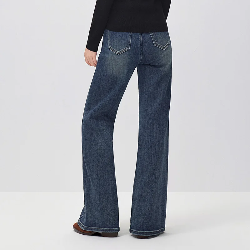 Semir Women Denim Jeans Cooling Touch Antibacterial Loose Fit Raw Hem Hemp Blend Wide Leg 2026 New Winter Daily Wear