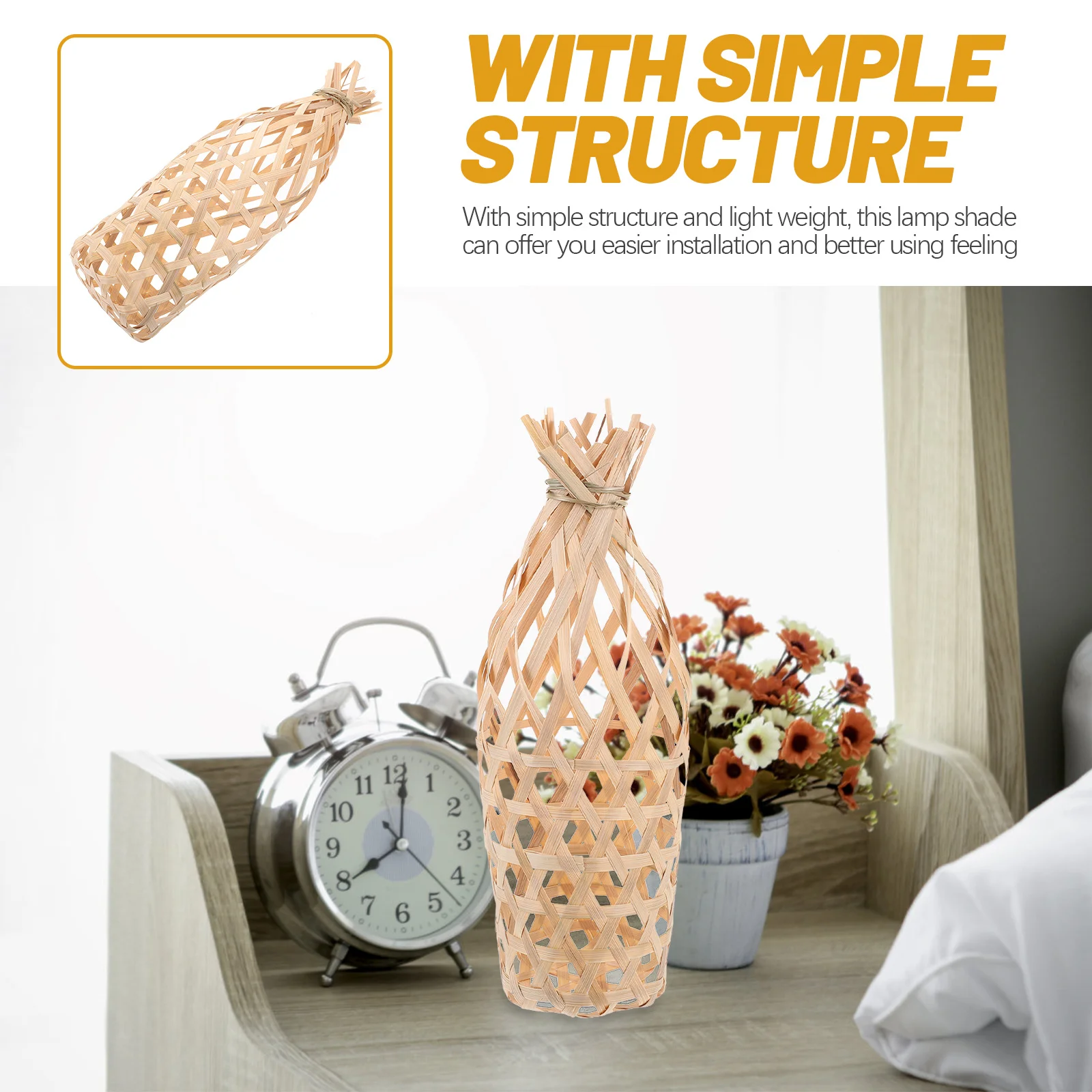 

Rustic Style Bamboo Woven Lampshade Bamboo Lamp Cover Easy Installing Hanging Lamp Shade for Home Hotel Restaurant