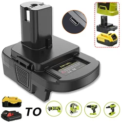 Conversor adaptador de bateria com usb para dewalt 20v bateria de íon-lítio para milwaukee 18v bateria de íon-lítio para ryobi 18v ferramenta de íon-lítio