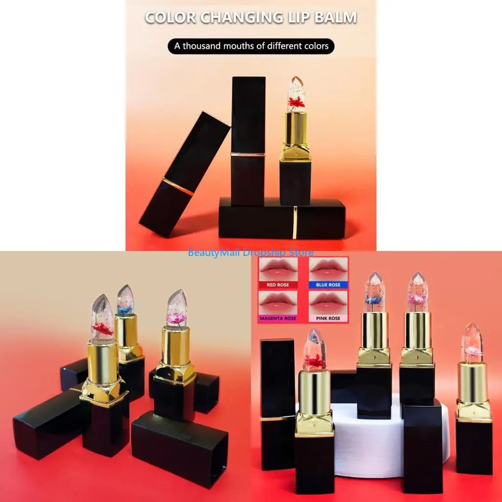 40JD 4pcs calmantes bálsamo labial para lipstick temperatura cor cor brilho labial natural para uso duradouro
