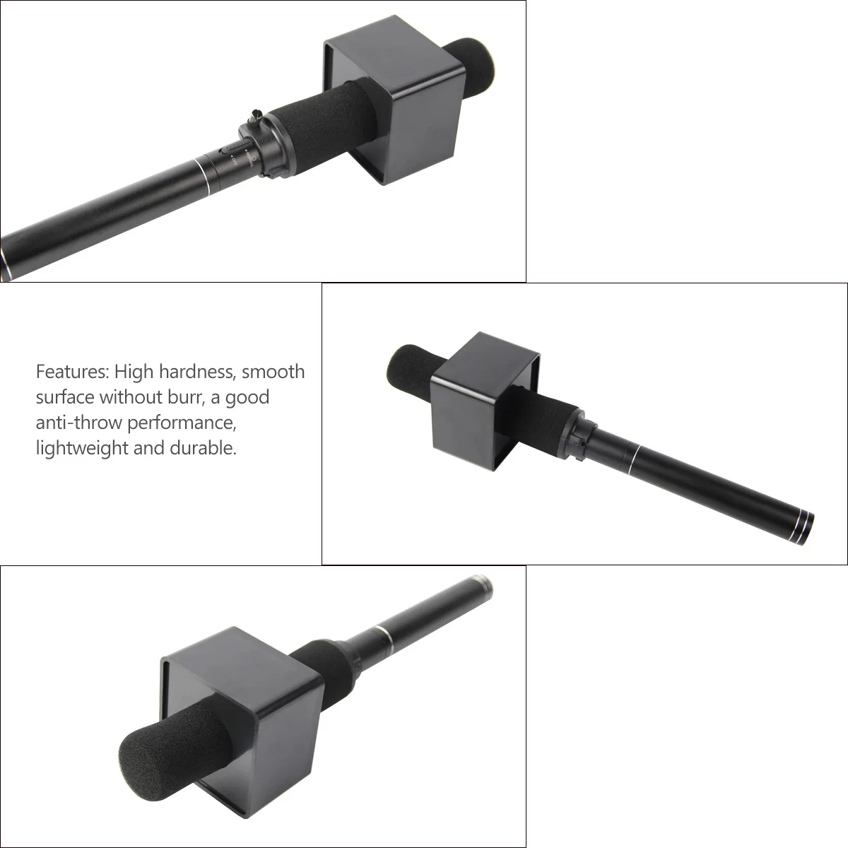 محطة ميكروفون مربعة سوداء محمولة بشعار متين من بلاستيك ABS للمقابلة مع ميكروفون علم قابل للتعديل من القطن بشعار كبير #5