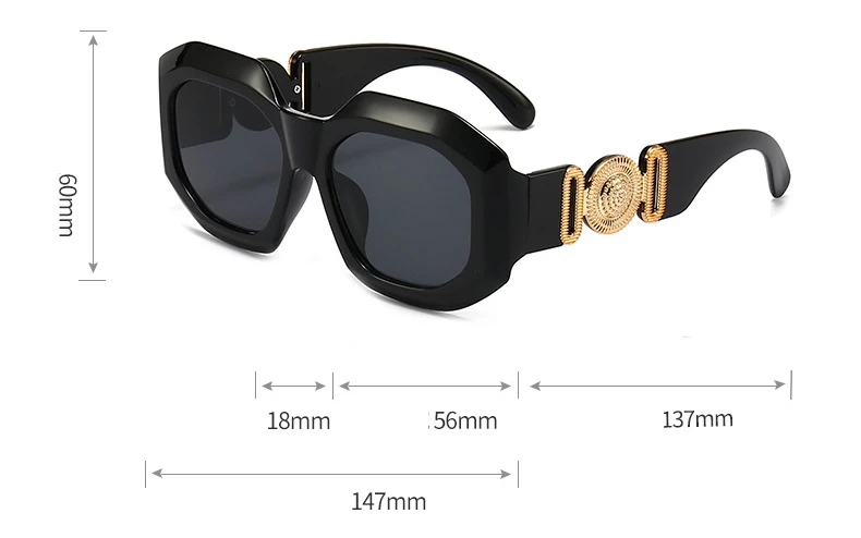 Luxus Marke Designer Vintage Übergroßen Quadratischen Sonnenbrille Frauen Männer Klassische Großen Rahmen Männliche Sonnenbrille Für Weibliche UV400 – Detail 6