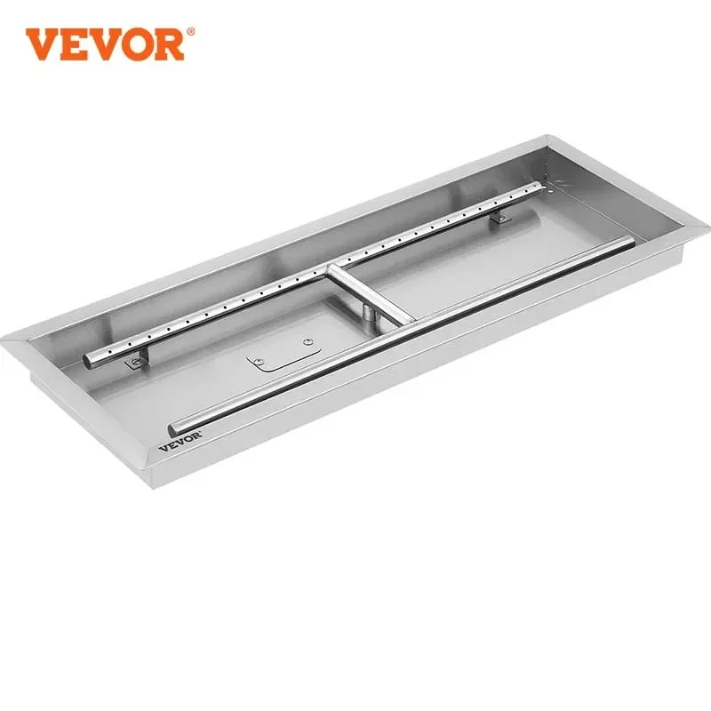 VEVOR Drop in Fire Pit Pan Burner Square Natural Gas Popane Gas Stainless Steel for Outdoor Camping Barbecue Backyard Grill