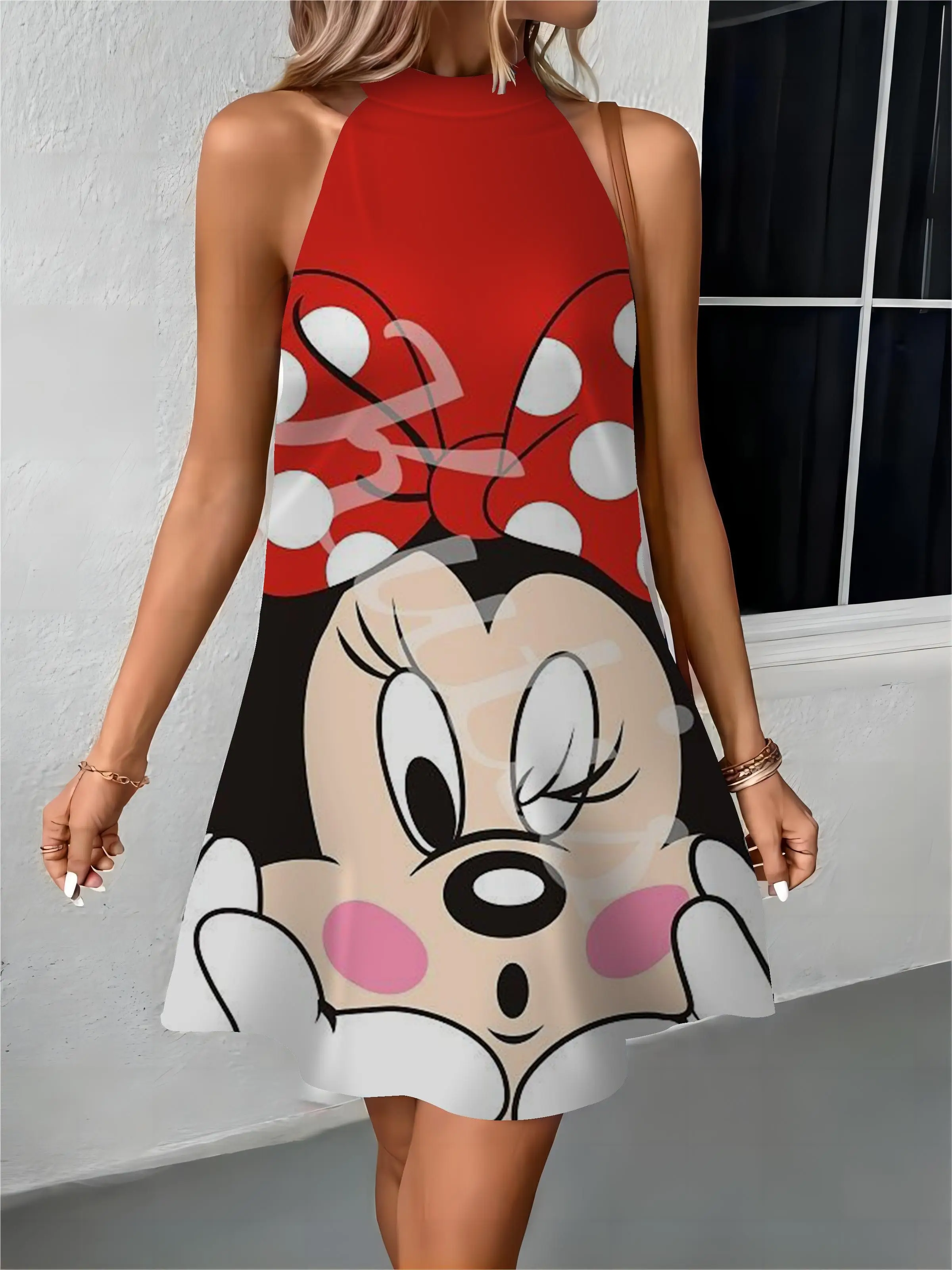 

Sexy Dresses Beach Dress Mickey Off Shoulder Minnie Mouse Disney Apron Bow Knot Womens Fashion Summer 2024 Elegant Women Party