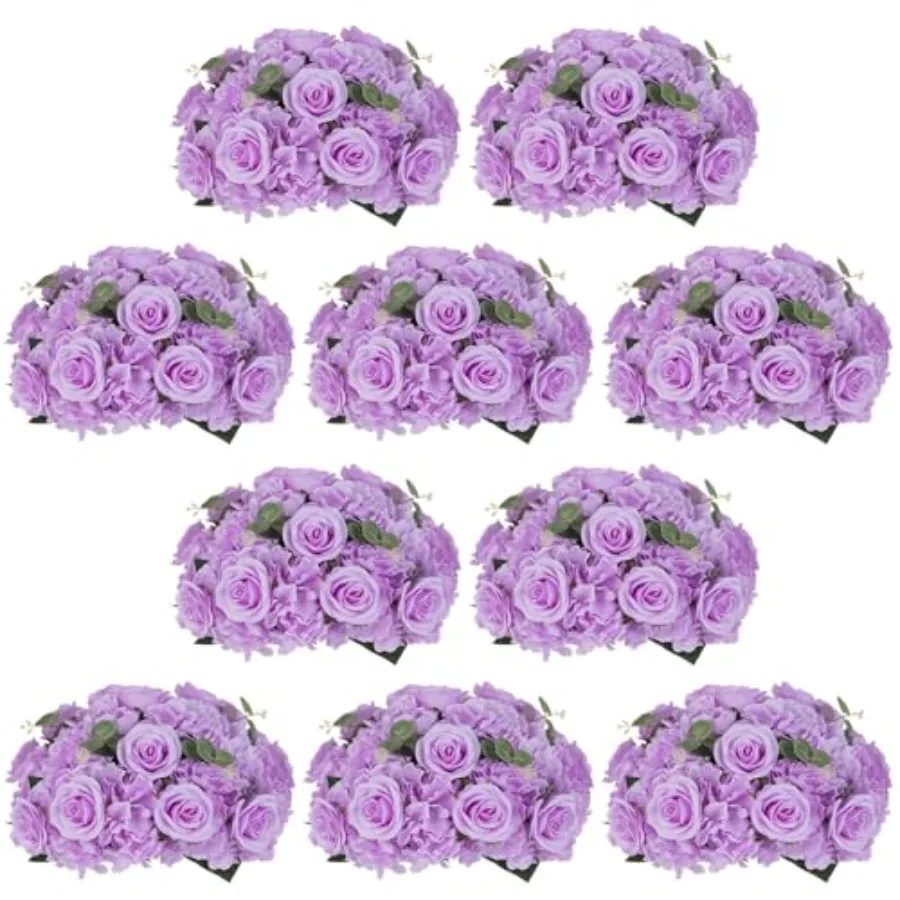 

Flower Balls Flowers for Centerpieces: 10 Pcs 15.7 inch Diam Light Purple Artificial Rose Fake Flower Ball Arrangement Bouquet