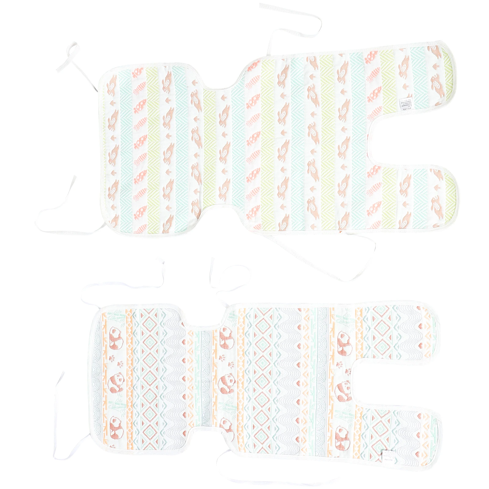 

2Pcs Baby Stroller Cotton Pad Reversible Design Extra Thick Padding Machine Washable Panda Bunny Patterns Universal Fit