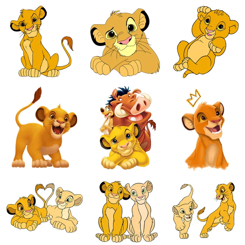 

The Lion King Cute Simba Patches for Clothes Vynil Heat Transfer Thermal Stickers DIY Kids T shirt Iron on for Women Appliqued
