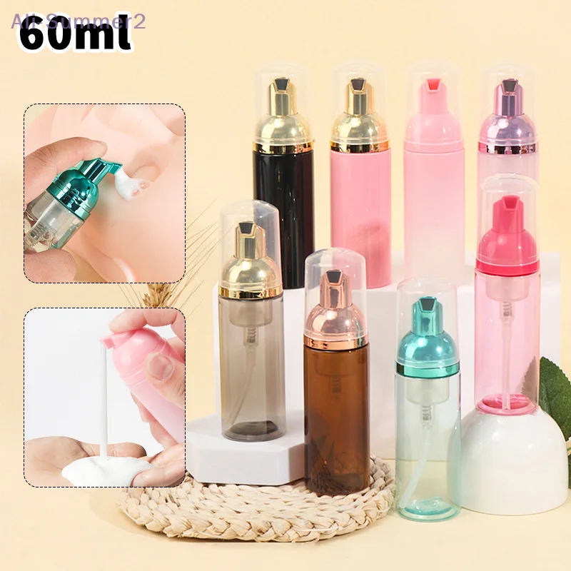 1pcs 60ml Foam Pump Bottle Lash Shampoo Bottles Travel Foam Pump Bottle Empty Plastic Refillable Reusable Mini Soap Dispenser