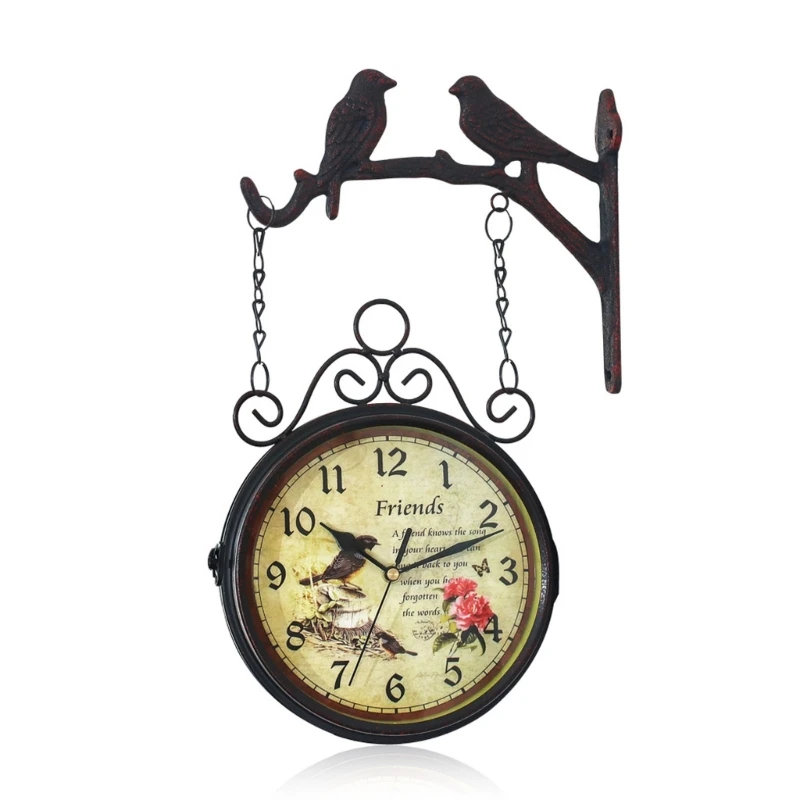 

Double Sided Wall Clock for Indoor Outdoor Garden Home Office Kitchen Clocks B03D