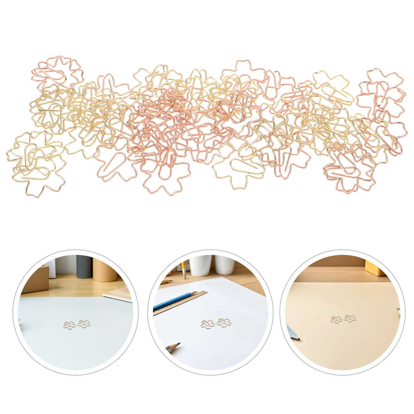 

60Pcs Metal Wire Cherry Blossom Paper Clips for Document Organizing Clips Office School Journal Book Markers Metal Page Markers