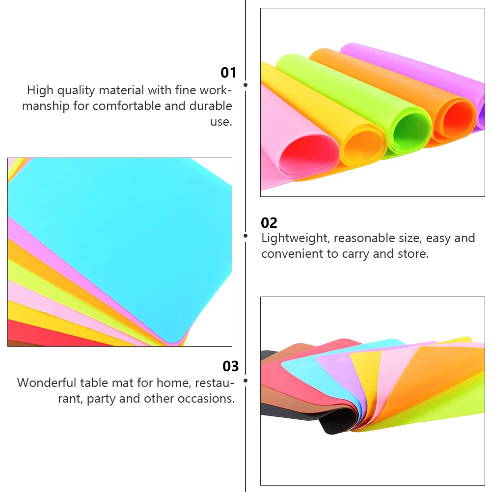 

3Pcs Silicone Kids Table Mat Heat Resistant Non-Slip Place Mat for Dining Home Restaurant Party Table Supplies
