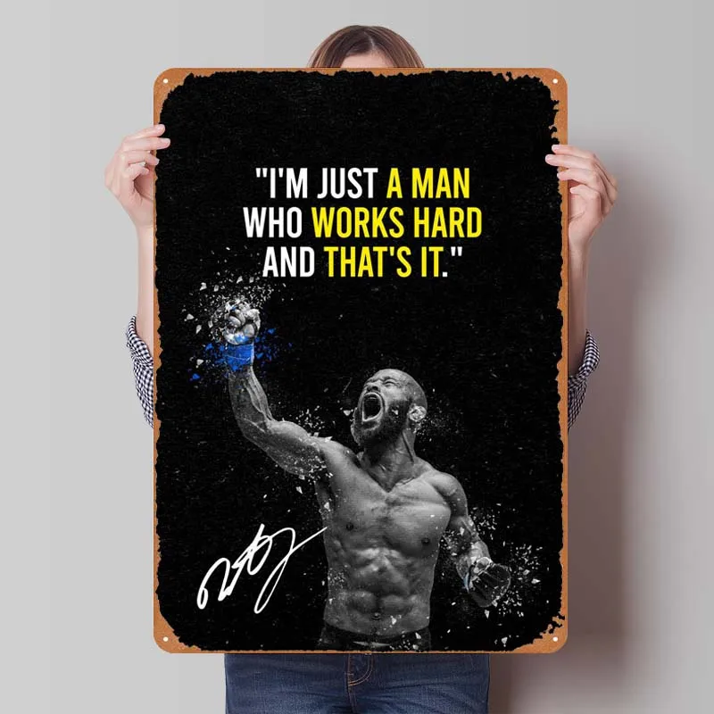 Demetrious Johnson Sign Boxing Poster Room Decoration Retro Metal Tin Sign for Bedroom Garage Man Cave Wall Decoration Art Mural