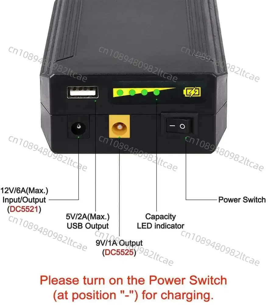 TalentCell Rechargeable 72W 132WH 12V/11000mAh 9V/14500mAh 5V/26400mAh DC Output Lithium Ion Battery Pack