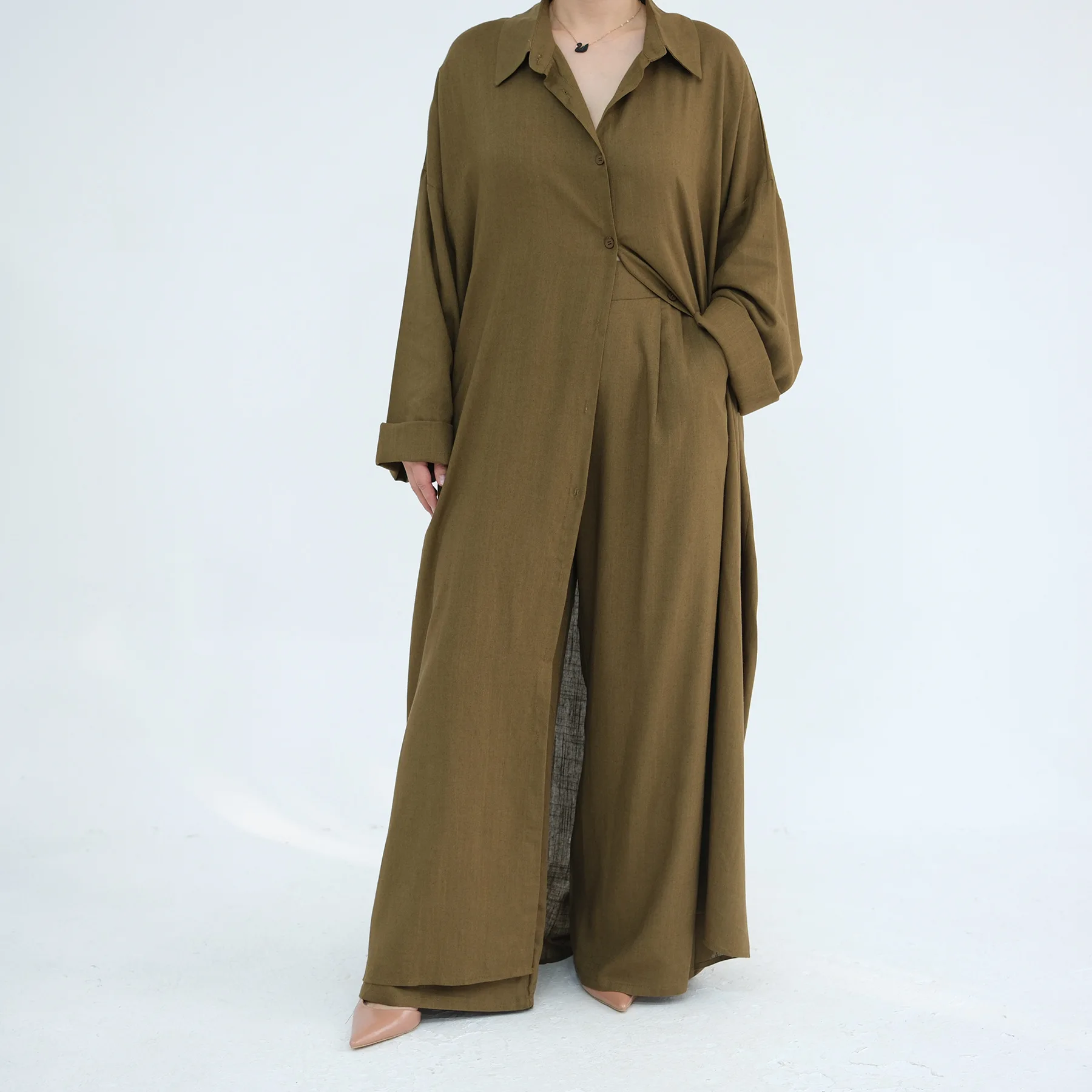 

2025 New Abayas Turkey Islam Clothing Women Abaya Pants 2 Piece Set Muslim Modest Abaya Suit Dubai Outfits Kaftan Kebaya Ramadan