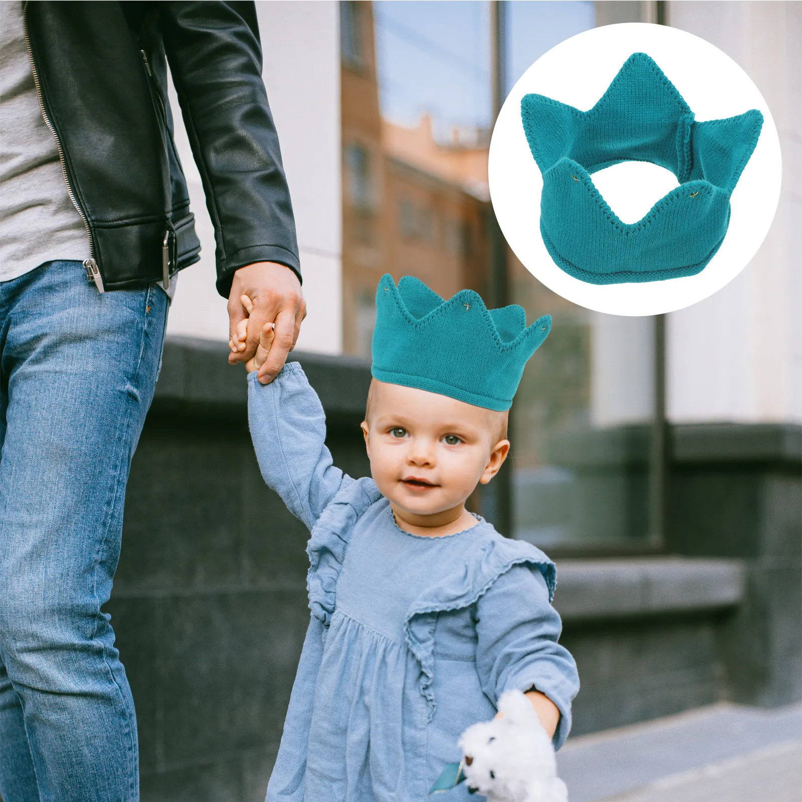 

Warm Stylish Knitted Crown Hat for Baby Kids Unisex Stretchy Acrylic Winter Party Photo Prop Cute Gift Customizable Design