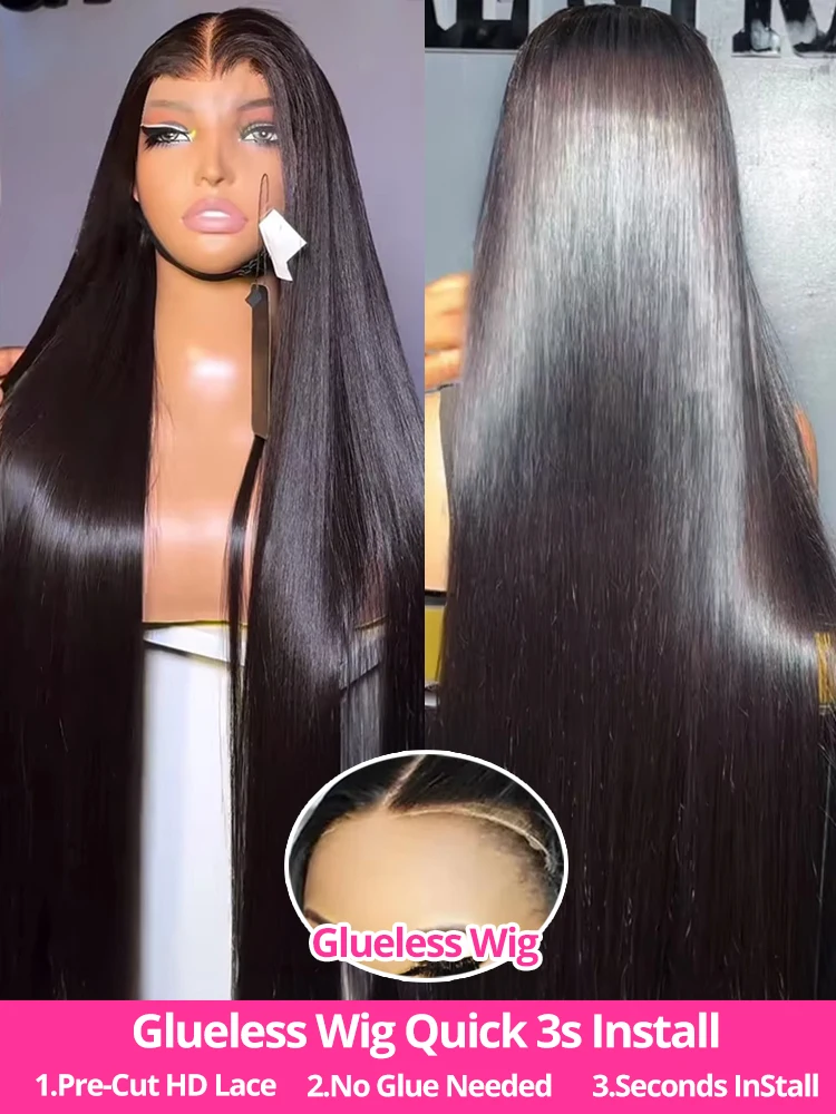 Pre Cut No Glue Bone Straight Glueless Wig Human Hair Ready To Wear Brazilian 13x4 Lace Frontal Wigs For Women Sale Preplucked