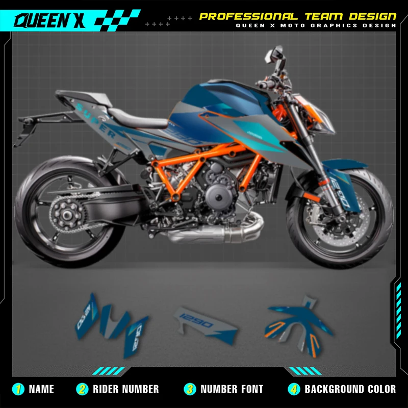 Queen X MOTOR Custom Team Motorcycle Graphics Background Decals Stickers Kits For KTM Super Duke 1290 R S 2020 2021 2022