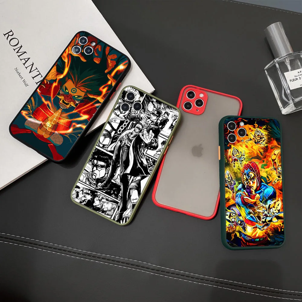 Phone Cases For iPhone 16 15 11 12 13 14 Pro Max X XR 7 8 Plus SE XS Mini JoJo's Bizarre Adventure Skin feel Translucent Cover