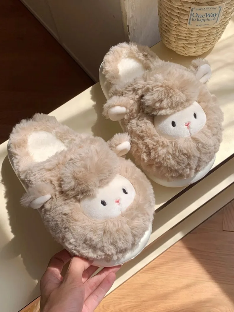 

Women Home Slippers Soft Cute Little Sheep Cotton Slippers For Women Soft Soles Winter Bedrooms Indoor Household Slippers