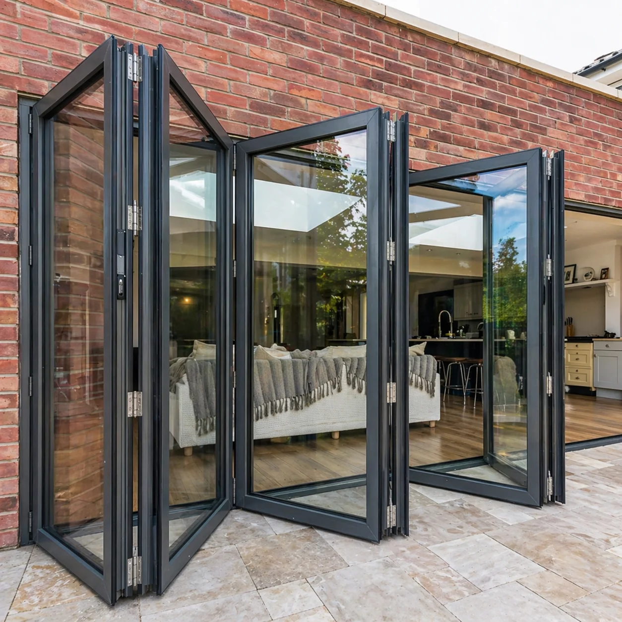 Factory Customized Various Style Folding Door Heat Insulation Manual Accordion Doors Space Saving Left Right Folding Doors