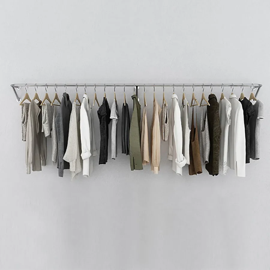 Sliver Cloth Racks Wall Hanging Golden Simple Minimalist Rustic Long Extendable Clothes Hanger Vestidores Hallway Furniture