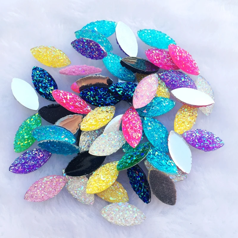 DIY80pcs  AB Resin Rhinestone shiny crystal horse eye flat back scrapbook diy wedding decorating party resin strass