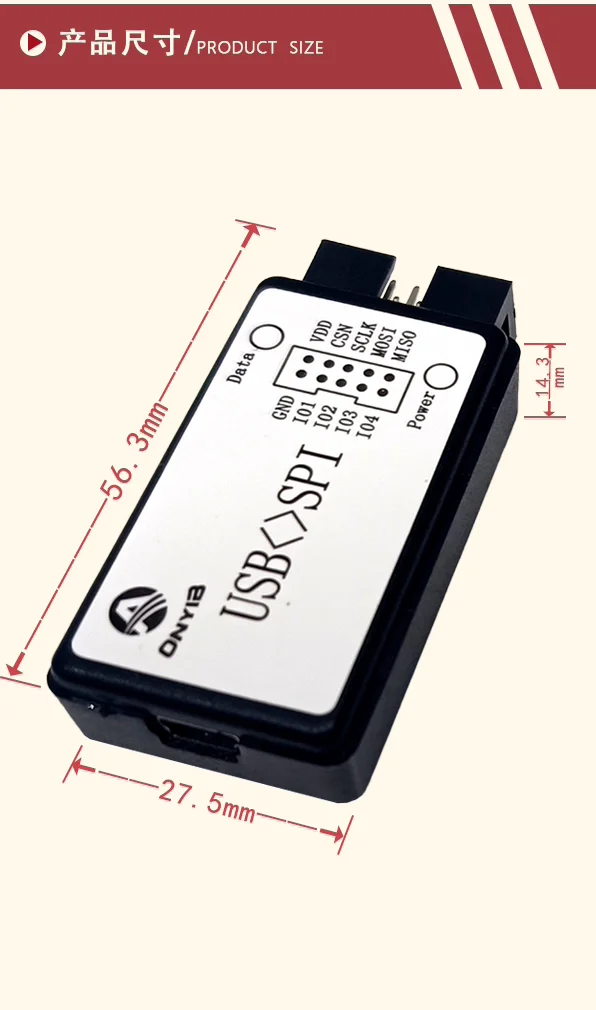 USB to SPI Adapter with 4-channel GPIO High-speed Communication Support for Master-slave Mode