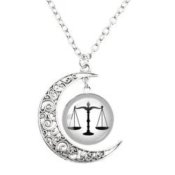 Scales Of Justice Dome Glass Pendant Moon Necklace Lawyer Law Studentfor Gift Jewelry For Law Graduates