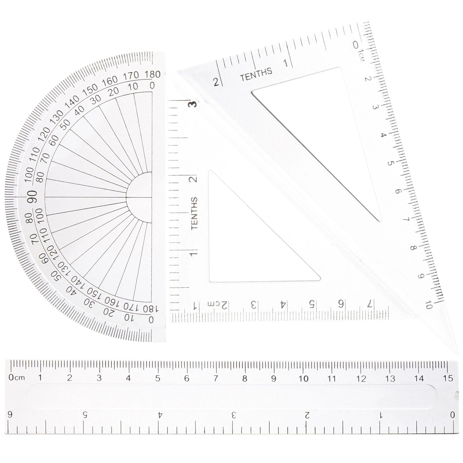 

4 Pcs Transparent Rulers Compact Set School Supplies Drafting Tools See-through Geometry