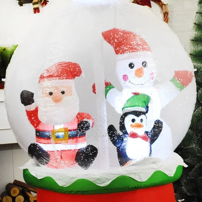 Bola de nieve inflable, decoración navideña para el hogar, jardín, globo de nieve de Papá Noel, juguetes inflables con luz Led, decoración para fiesta de año nuevo al aire libre